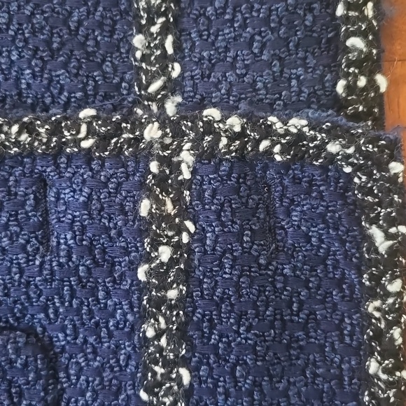 Zara Woman Navy Blue Tweed Boucle Blazer Lady Jacket Size Medium - Picture 10 of 12